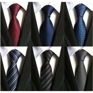 Mens Silk Tie Set Lot of 6 Classic Woven Neck Ties Formal Business Wedding